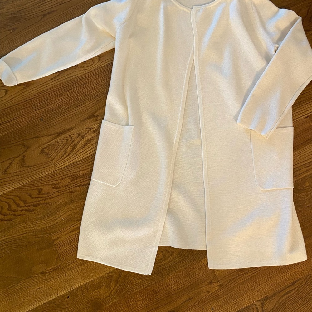 J. Crew Cream Long Open Cardigan
